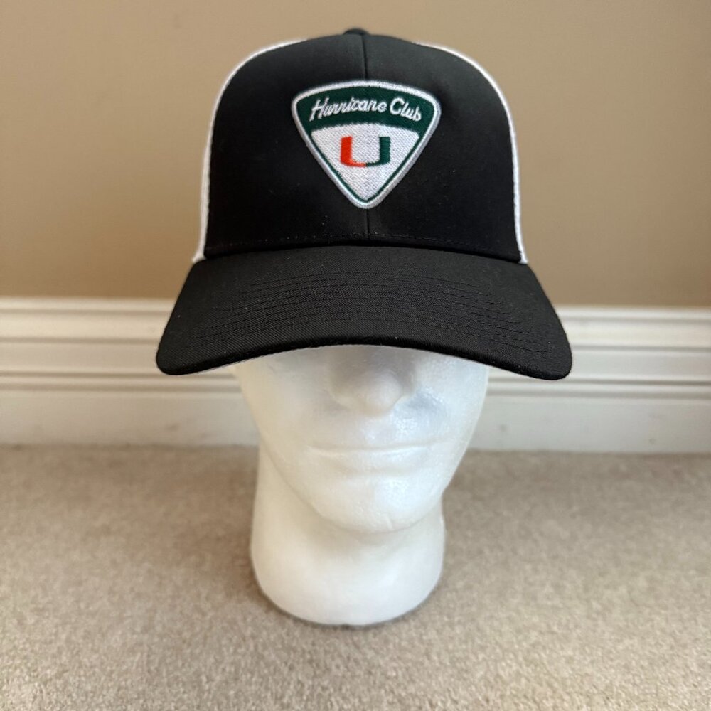New Adidas Miami Hurricanes Club Snapback Trucker Hat Black White NCAA